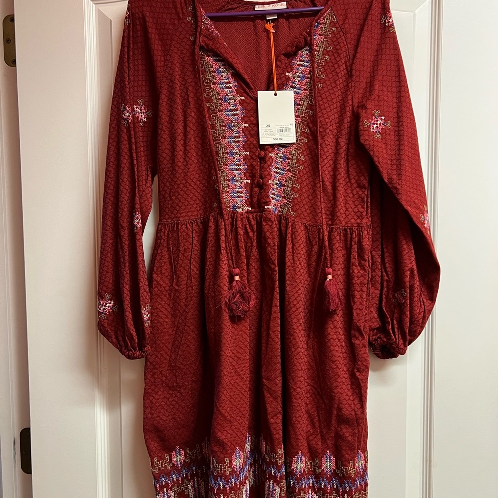 Knox Rose Red Sundress with Bishop Sleeves and Scoop Neck